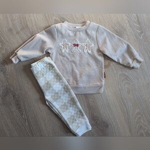Lila & Jack Gingerbread Sweatshirt & Quilted Pants Jogger Set‎